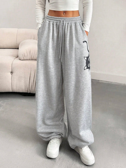 SXV Women's Animal Print Drawstring Casual Jogger Pants