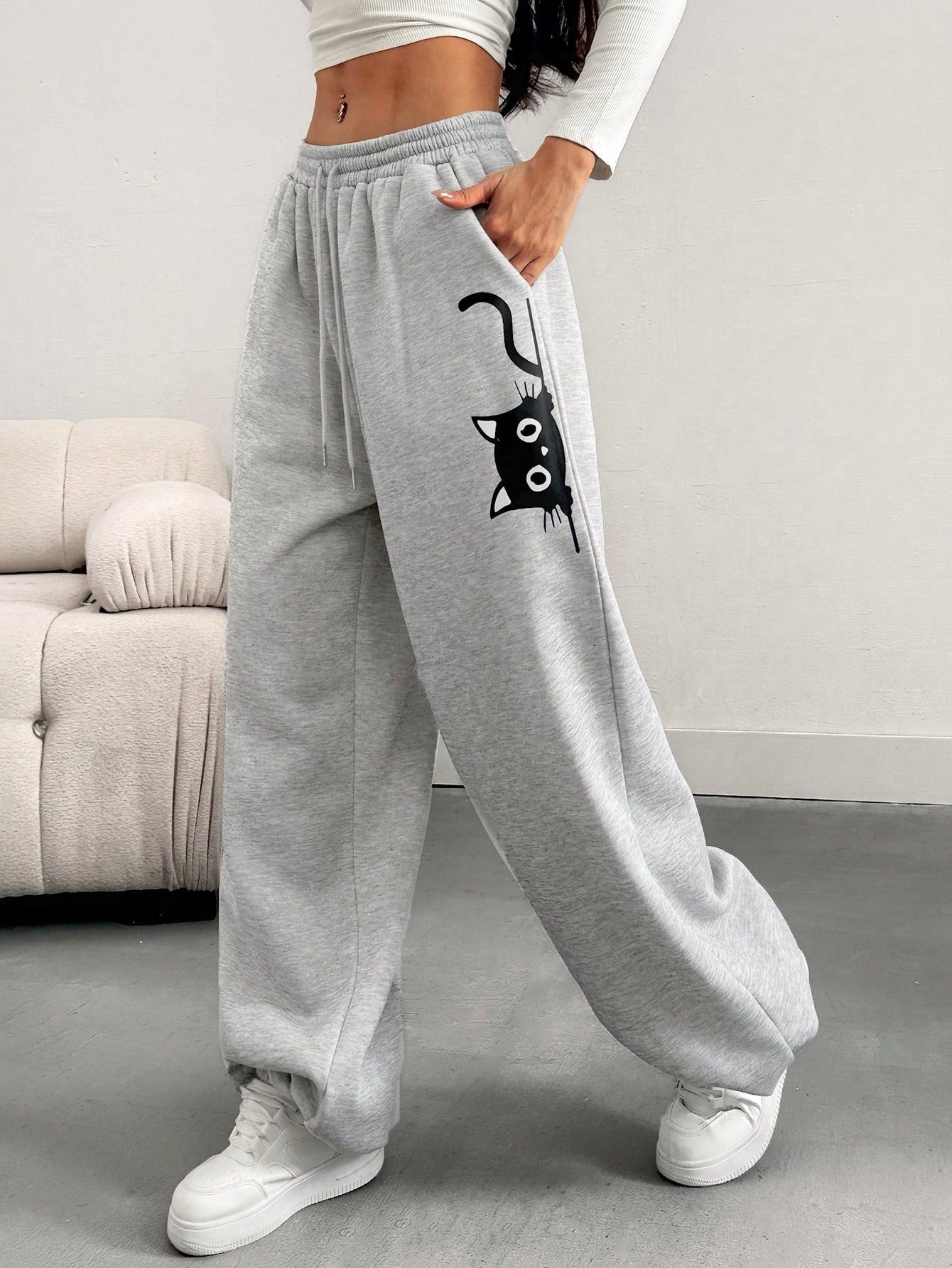 SXV Women's Animal Print Drawstring Casual Jogger Pants