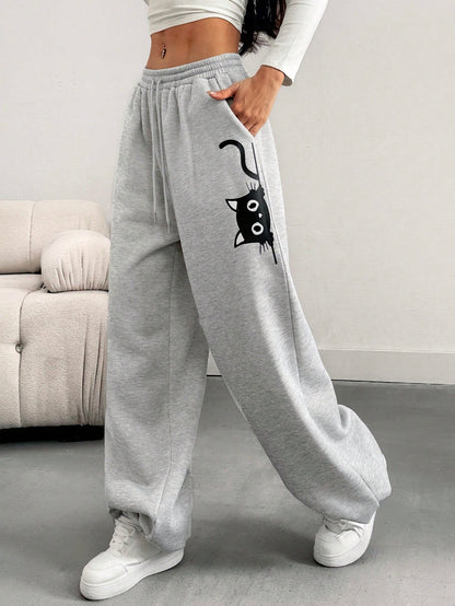 SXV Women's Animal Print Drawstring Casual Jogger Pants