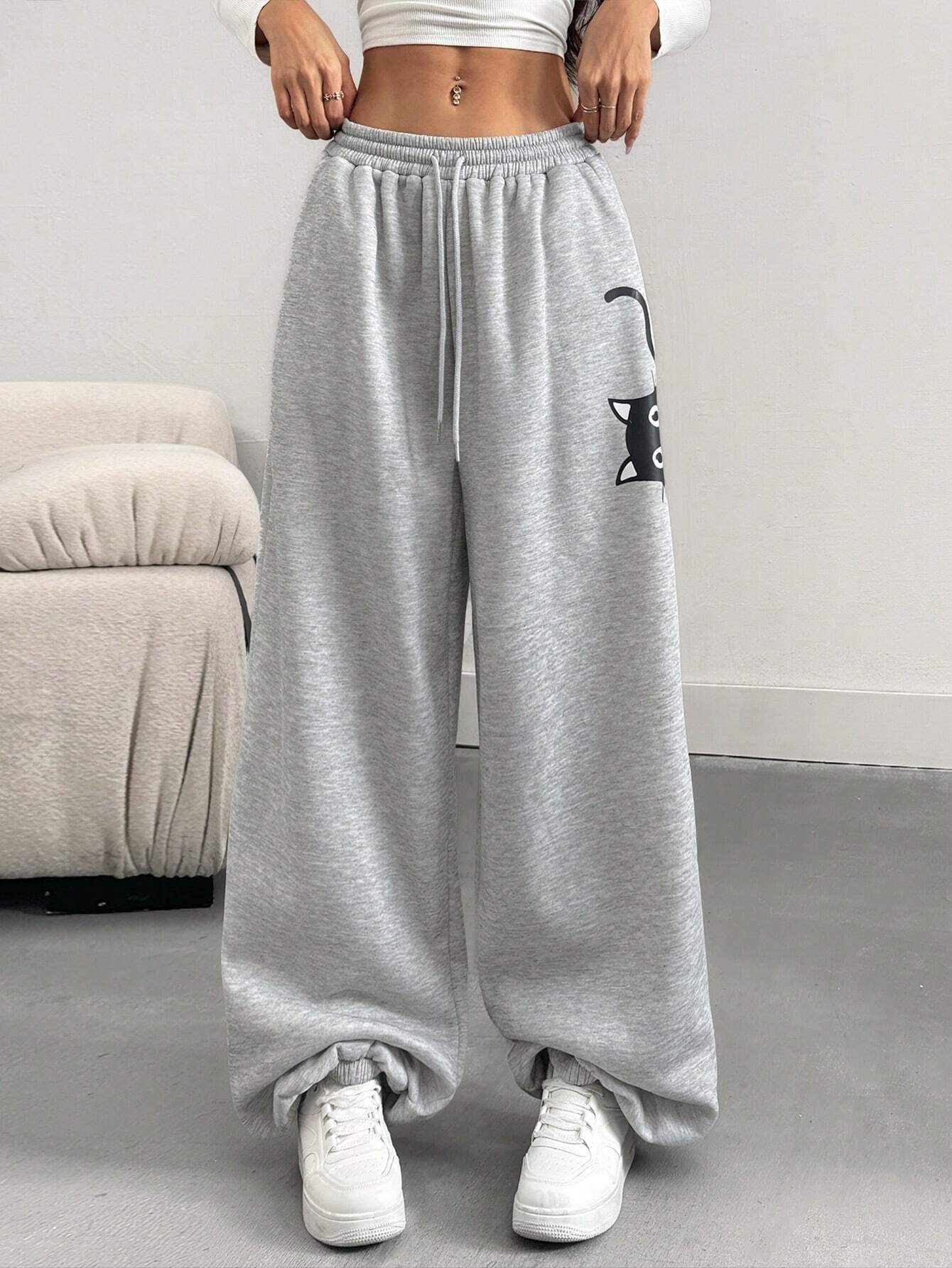 SXV Women's Animal Print Drawstring Casual Jogger Pants