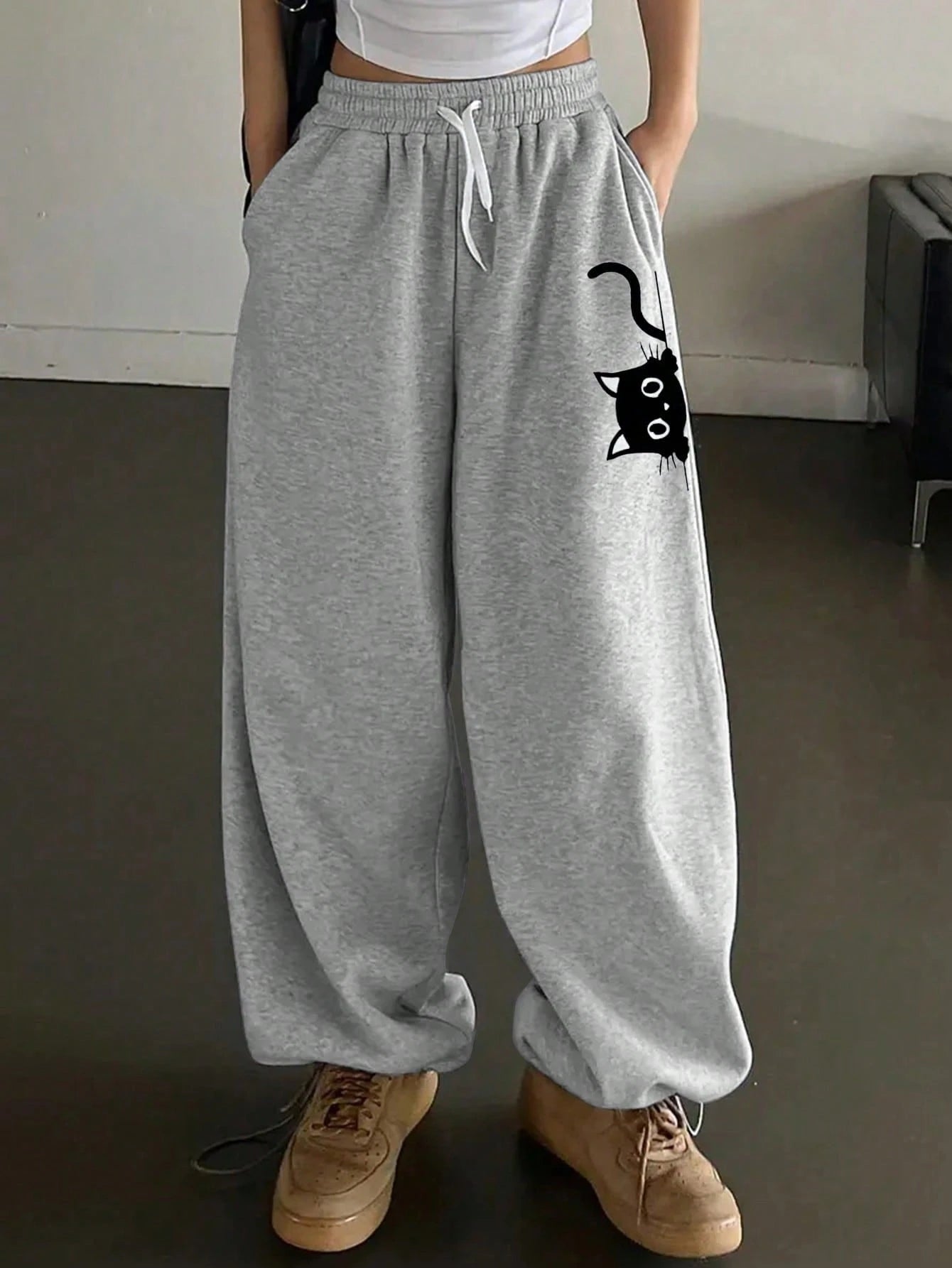 SXV Women's Animal Print Drawstring Casual Jogger Pants