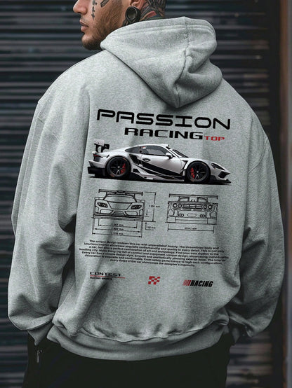 SXV Passion racing Men's Printed Hoodie, Car Enthusiast Gift, Car Themed Hoodie
