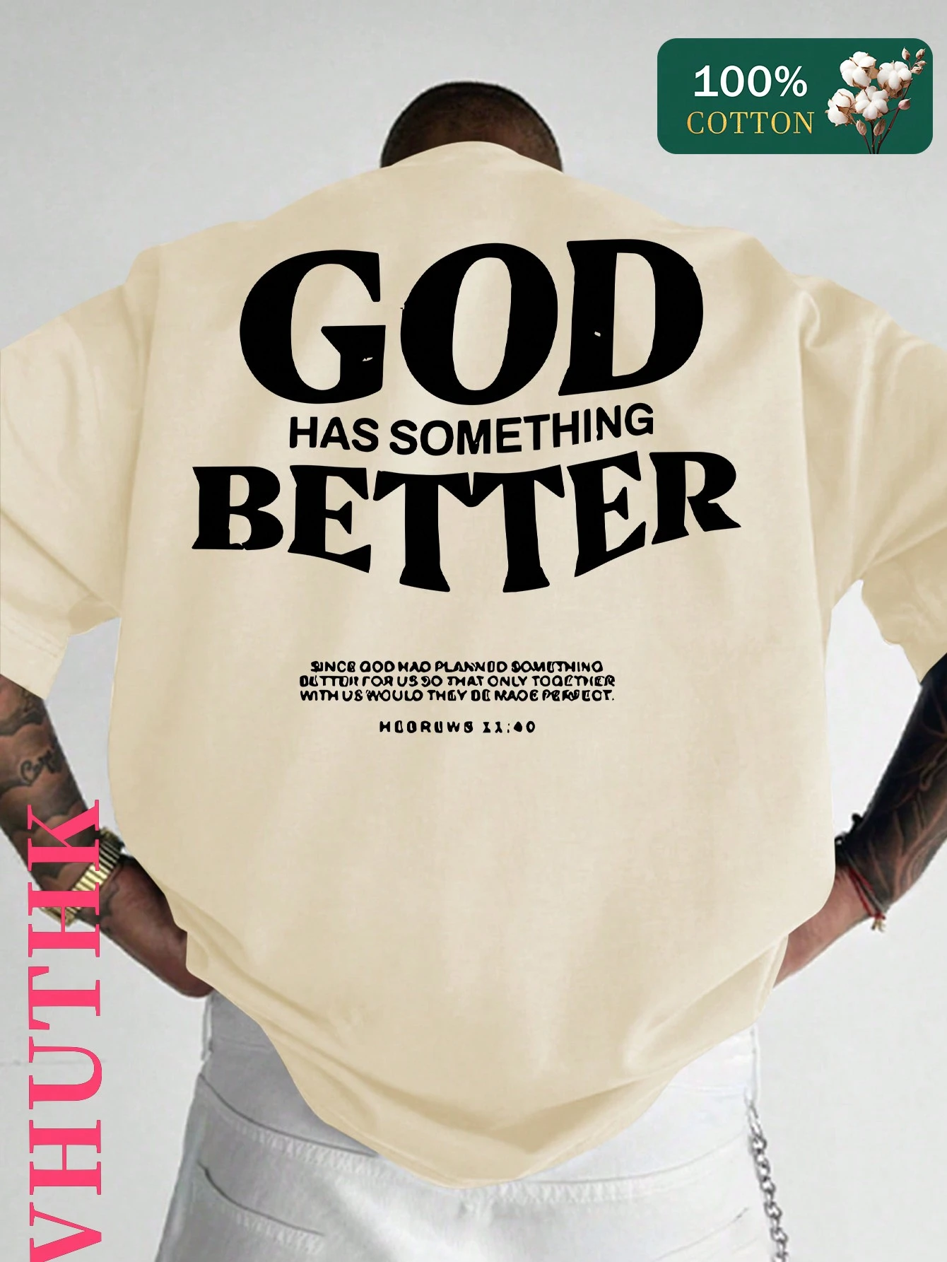 SXV Pure Cotton T-Shirt) Men's Summer Round Neck Short Sleeved Casual Pure Cotton Print GOD HAS SOMETHING BETTER