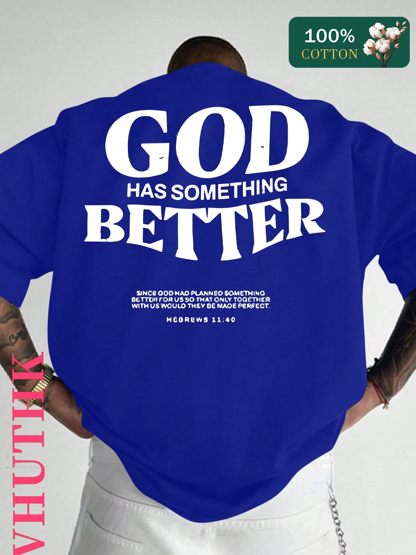 SXV Pure Cotton T-Shirt) Men's Summer Round Neck Short Sleeved Casual Pure Cotton Print GOD HAS SOMETHING BETTER