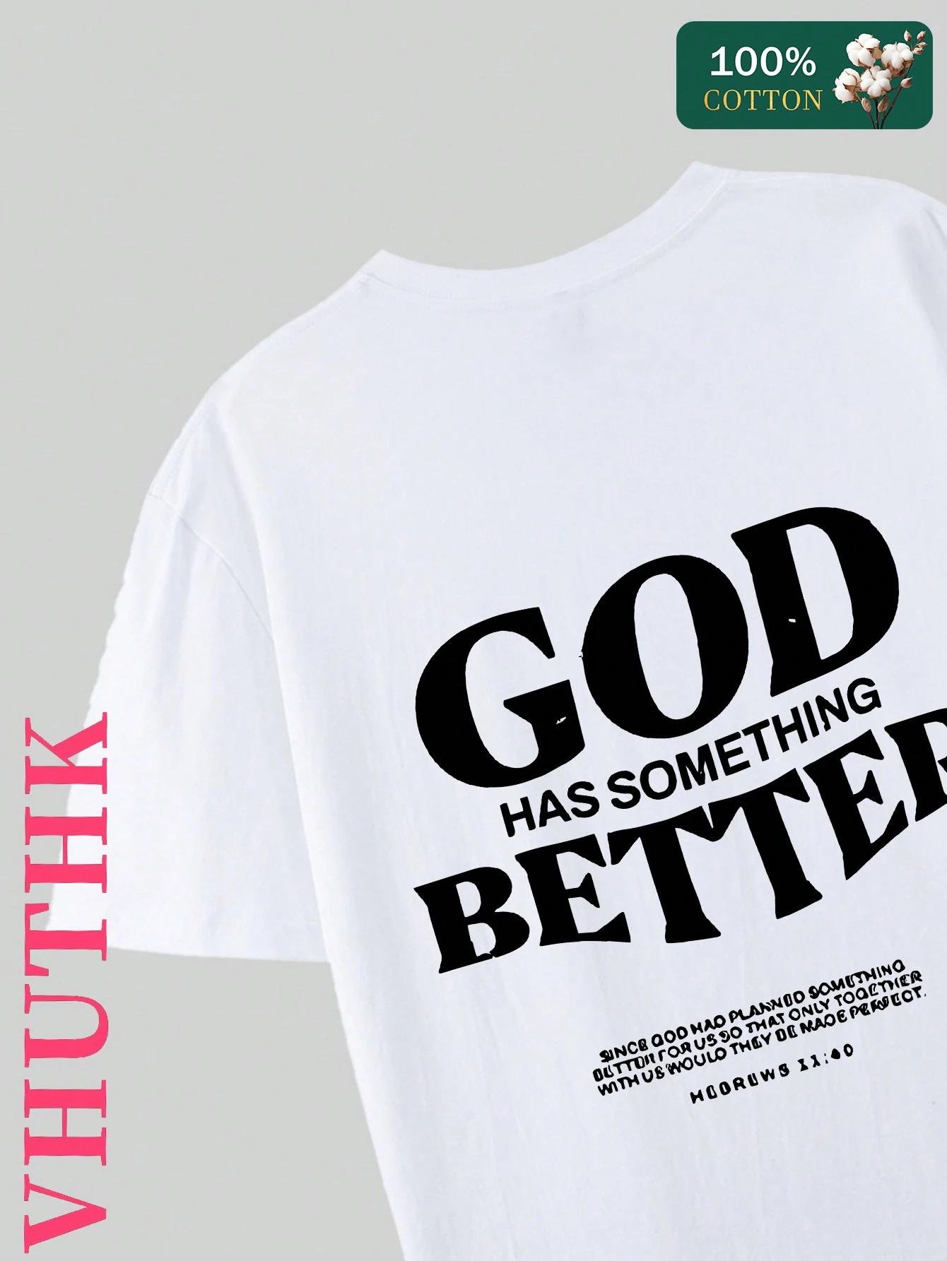 SXV Pure Cotton T-Shirt) Men's Summer Round Neck Short Sleeved Casual Pure Cotton Print GOD HAS SOMETHING BETTER