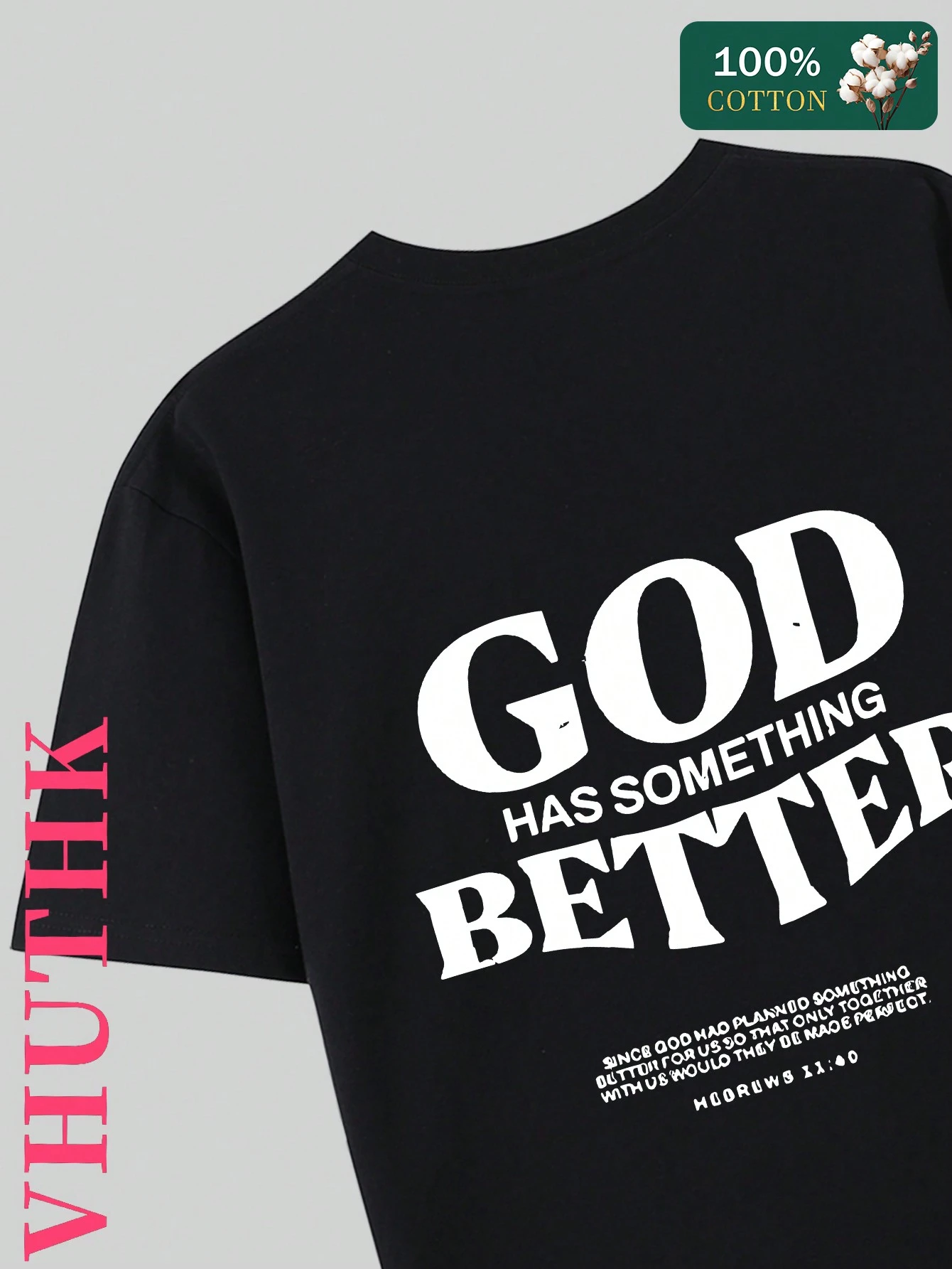 SXV Pure Cotton T-Shirt) Men's Summer Round Neck Short Sleeved Casual Pure Cotton Print GOD HAS SOMETHING BETTER