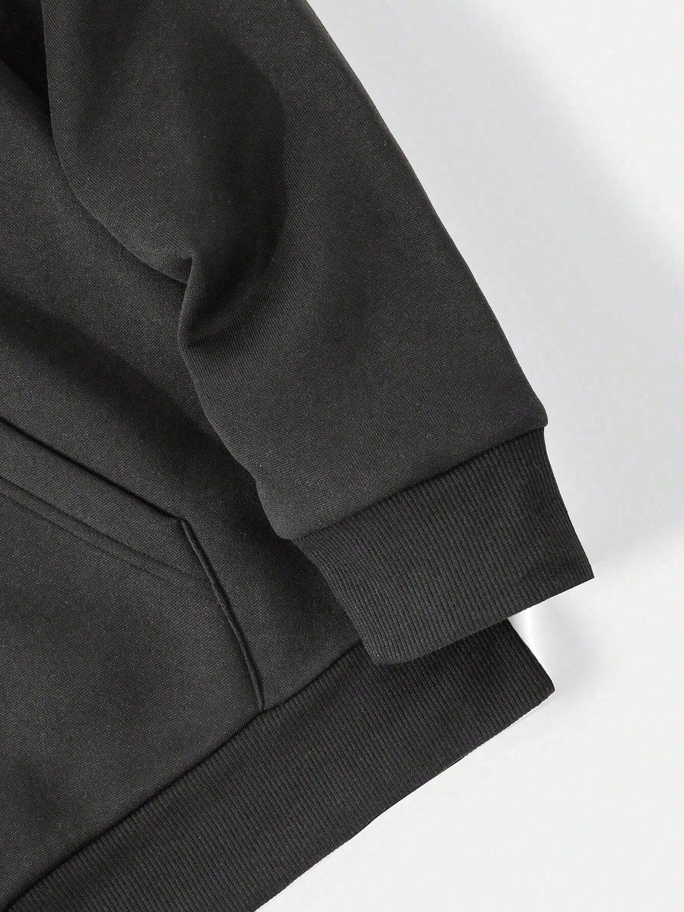 SXV Men's Drawstring Hoodie With Pocket & Spider Print, Casual Sweatshirt