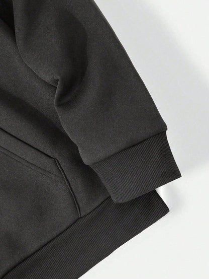 SXV Men's Drawstring Hoodie With Pocket & Spider Print, Casual Sweatshirt