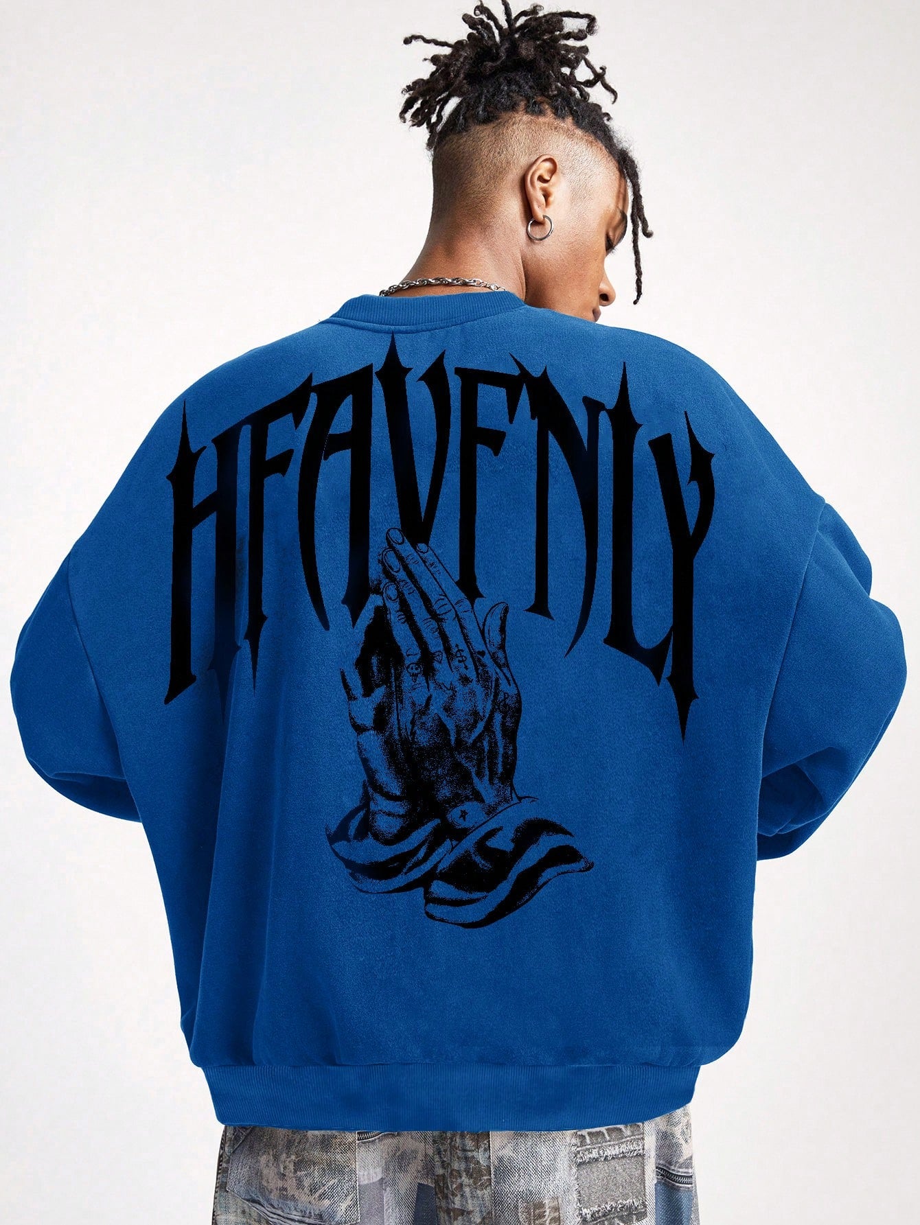 SXV Heavenly Men's Letter Print Round Neck Long Sleeve Casual Pullover Hoodie Sweatshirt