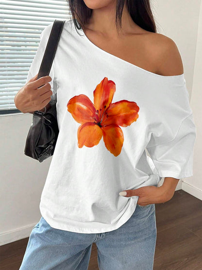 SXV Floral Print Off shuolder