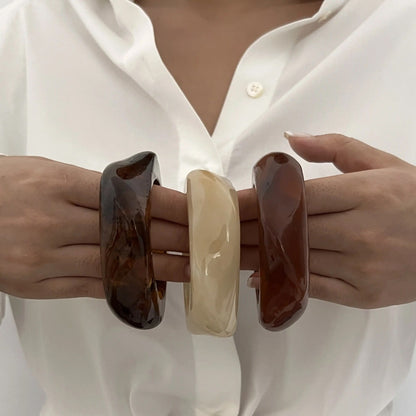 Vintage Large Brown Asymmetric Acrylic Resin Chunky Bangles For Women (set of 3) LIMITED STOCK FREE BANGLES on order above Rs.3000/-