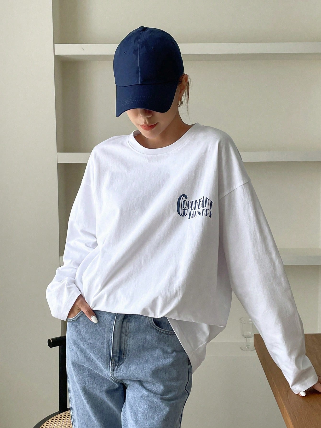 SXV Slogan Graphic Drop Shoulder Tee CHALLENCE YOURSELF