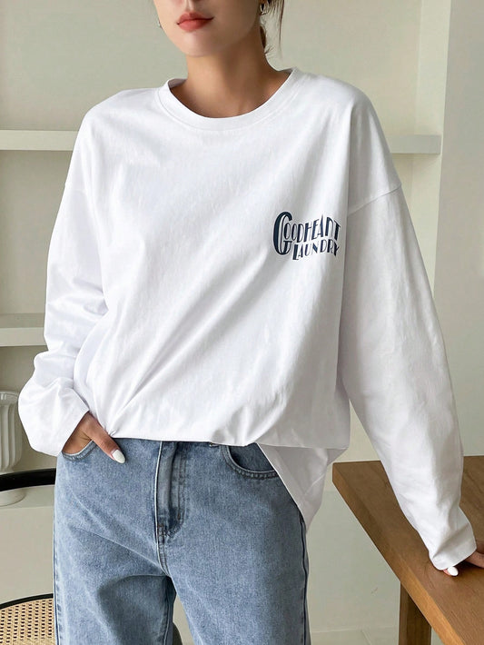 SXV Slogan Graphic Drop Shoulder Tee CHALLENCE YOURSELF