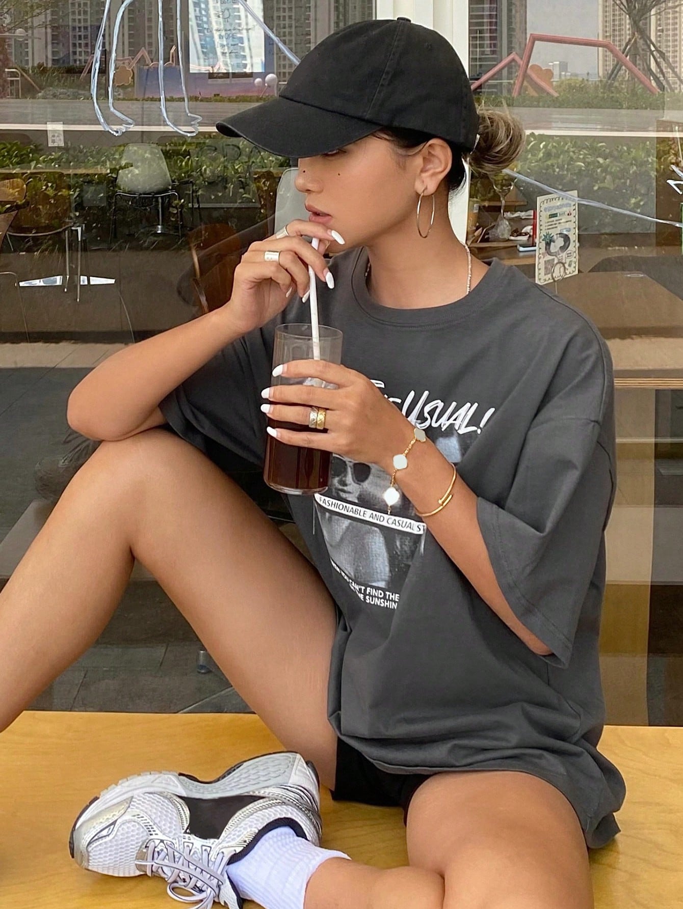 SXV 'break the usual’ Printed Cool Aesthetic Oversized Baggy T-shirt