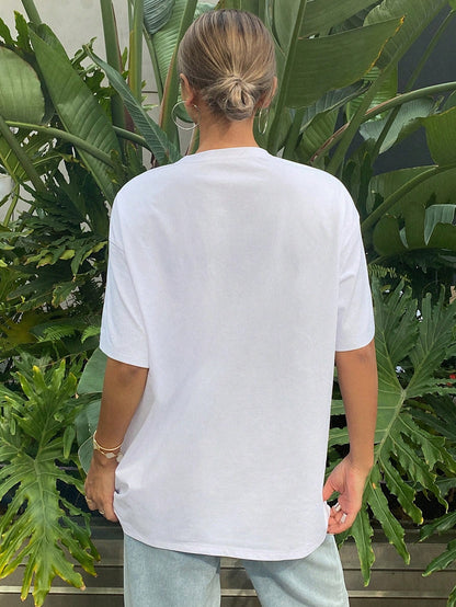 SXV Women's Casual Round Neck Short Sleeve T-Shirt Graphic Tee Oversized T-Shirt