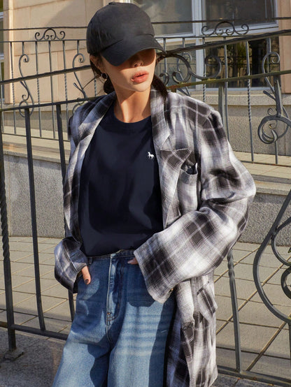 SXV Embroidered Full sleeves oversized baggy drop shoulder tshirt