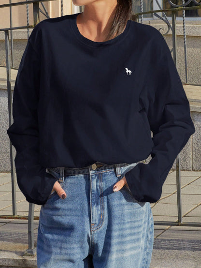 SXV Embroidered Full sleeves oversized baggy drop shoulder tshirt