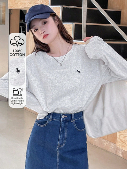 SXV Embroidered Full sleeves oversized baggy drop shoulder tshirt