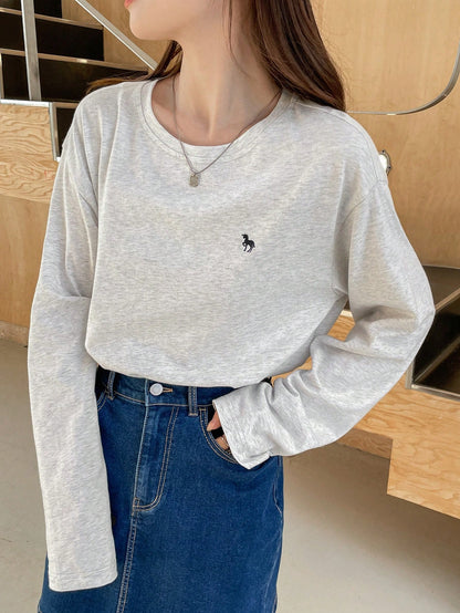 SXV Embroidered Full sleeves oversized baggy drop shoulder tshirt