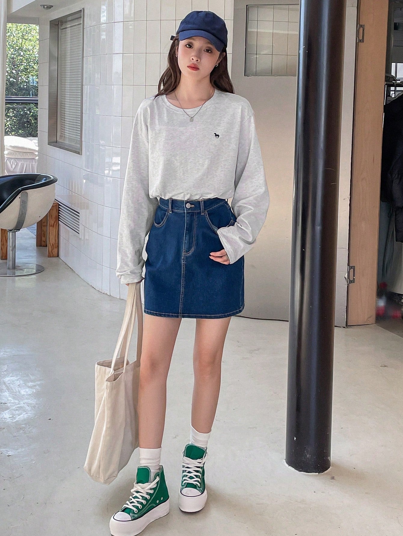 SXV Embroidered Full sleeves oversized baggy drop shoulder tshirt