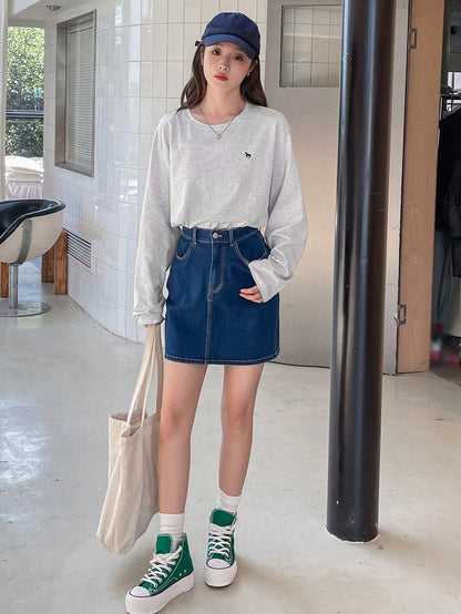 SXV Embroidered Full sleeves oversized baggy drop shoulder tshirt