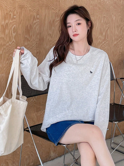 SXV Embroidered Full sleeves oversized baggy drop shoulder tshirt