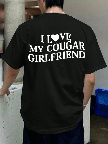 SXV Boyfriend Gift I Love My Cougar Girlfriend Funny Graphic Print Men's T-Shirt