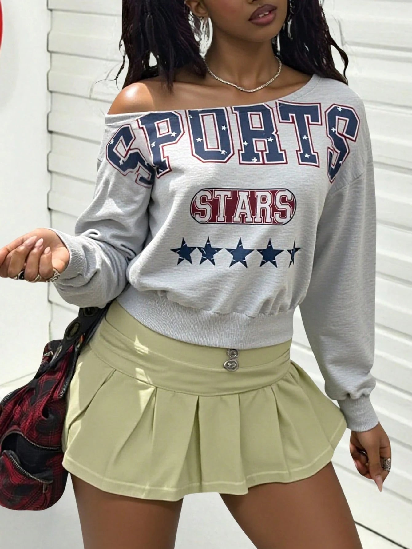 SXV Women Oblique Shoulder Sweatshirt