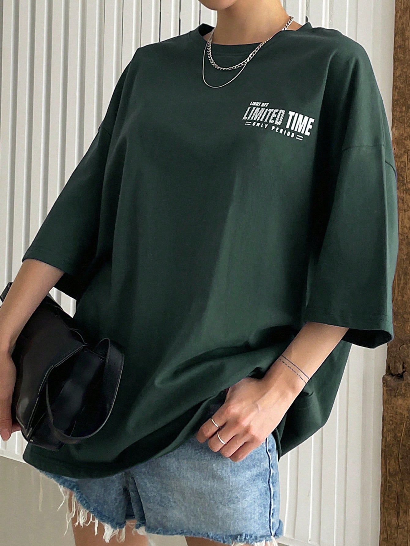 SXV LIMITED TIME Letter Graphic Drop Shoulder Tee Summer Oversized T-Shirt