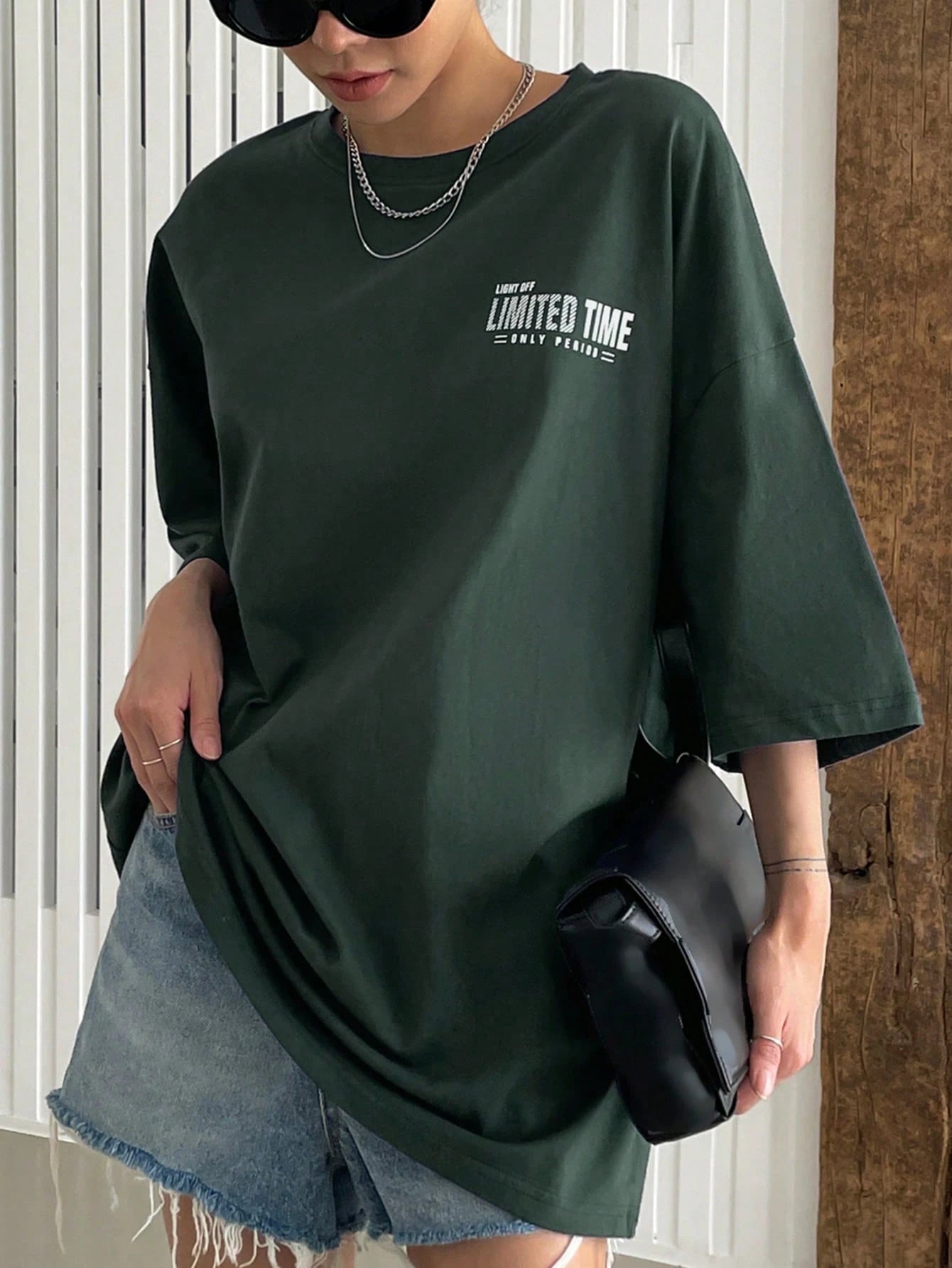 SXV LIMITED TIME Letter Graphic Drop Shoulder Tee Summer Oversized T-Shirt