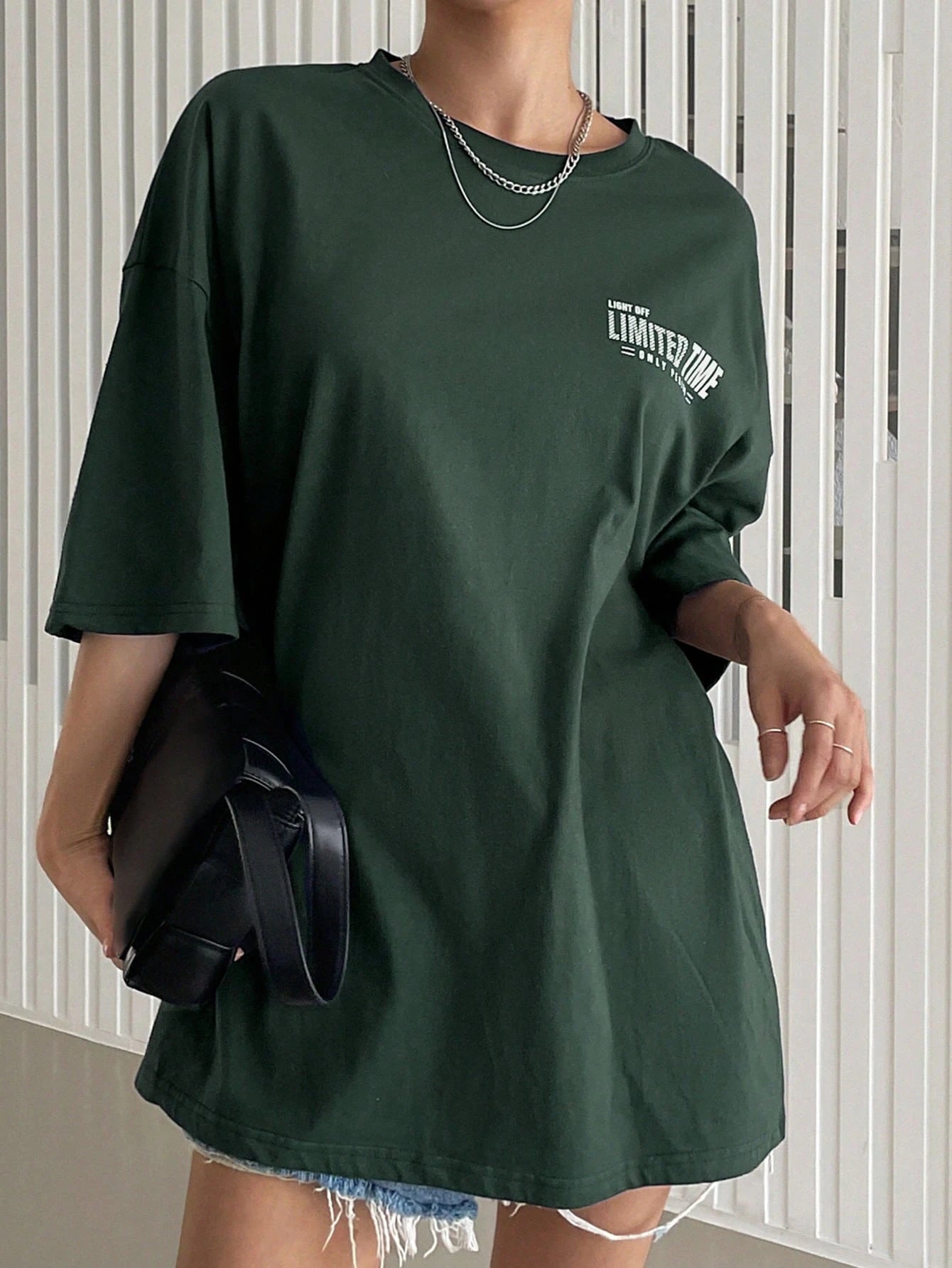 SXV LIMITED TIME Letter Graphic Drop Shoulder Tee Summer Oversized T-Shirt