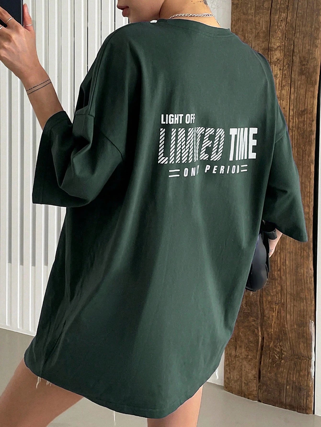 SXV LIMITED TIME Letter Graphic Drop Shoulder Tee Summer Oversized T-Shirt