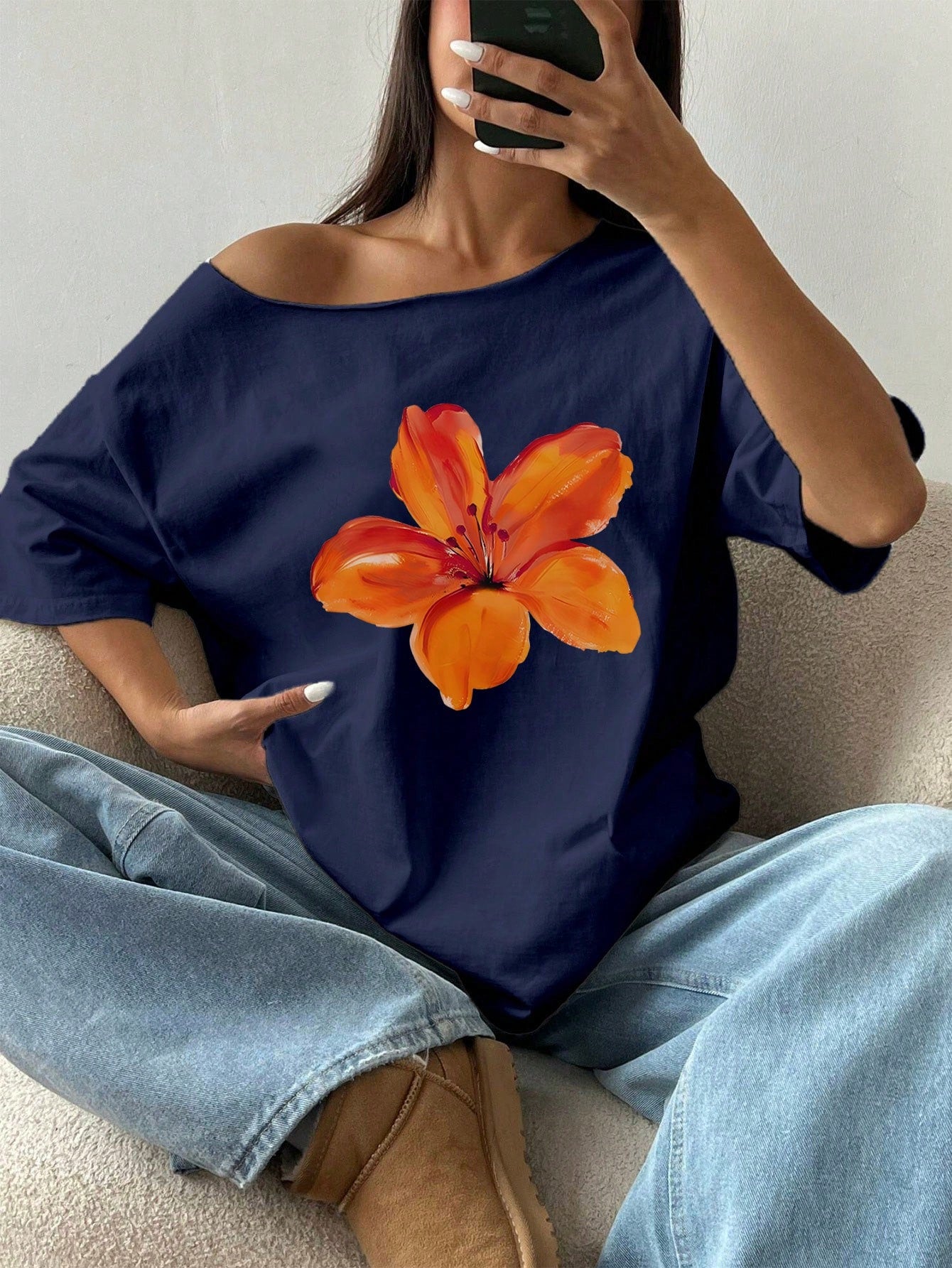 SXV Floral Print Off shuolder