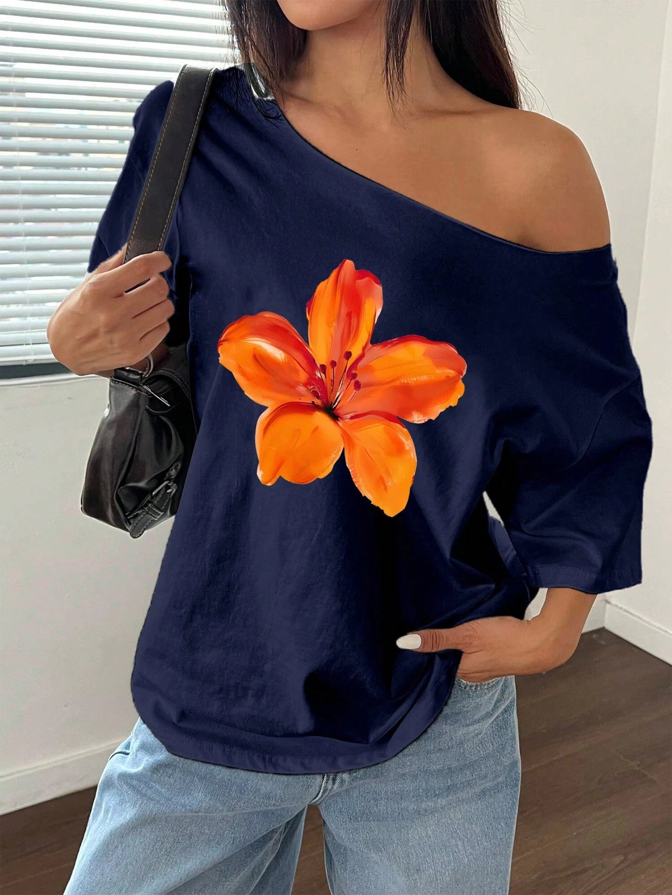 SXV Floral Print Off shuolder