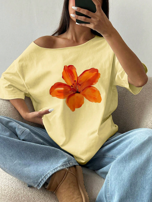 SXV Floral Print Off shuolder