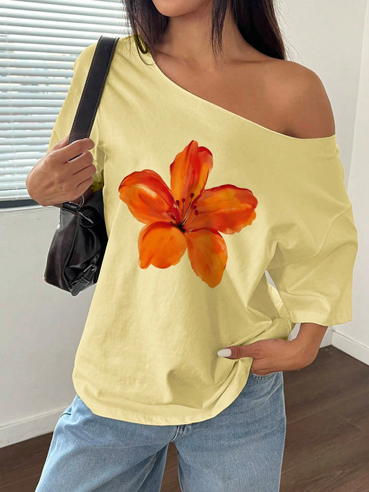 SXV Floral Print Off shuolder