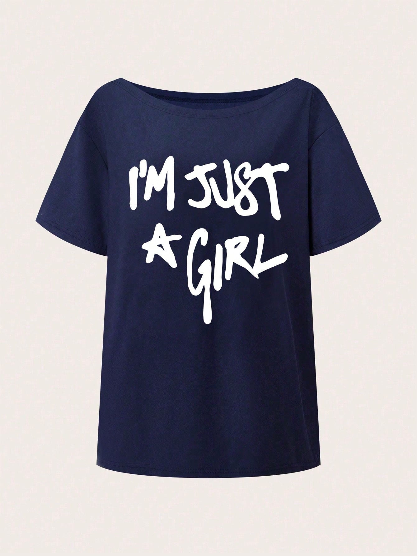 SXV Girly Off-Shoulder T-Shirt, Slogan Print Top, For Summer