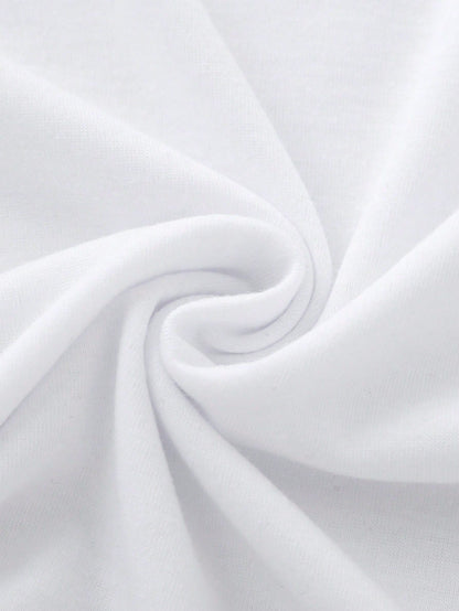 SXV Women's Casual Creative Hand-Drawn Sketch Parent-Child Holding Hands Heart Print Basic Short Sleeve T-Shirt