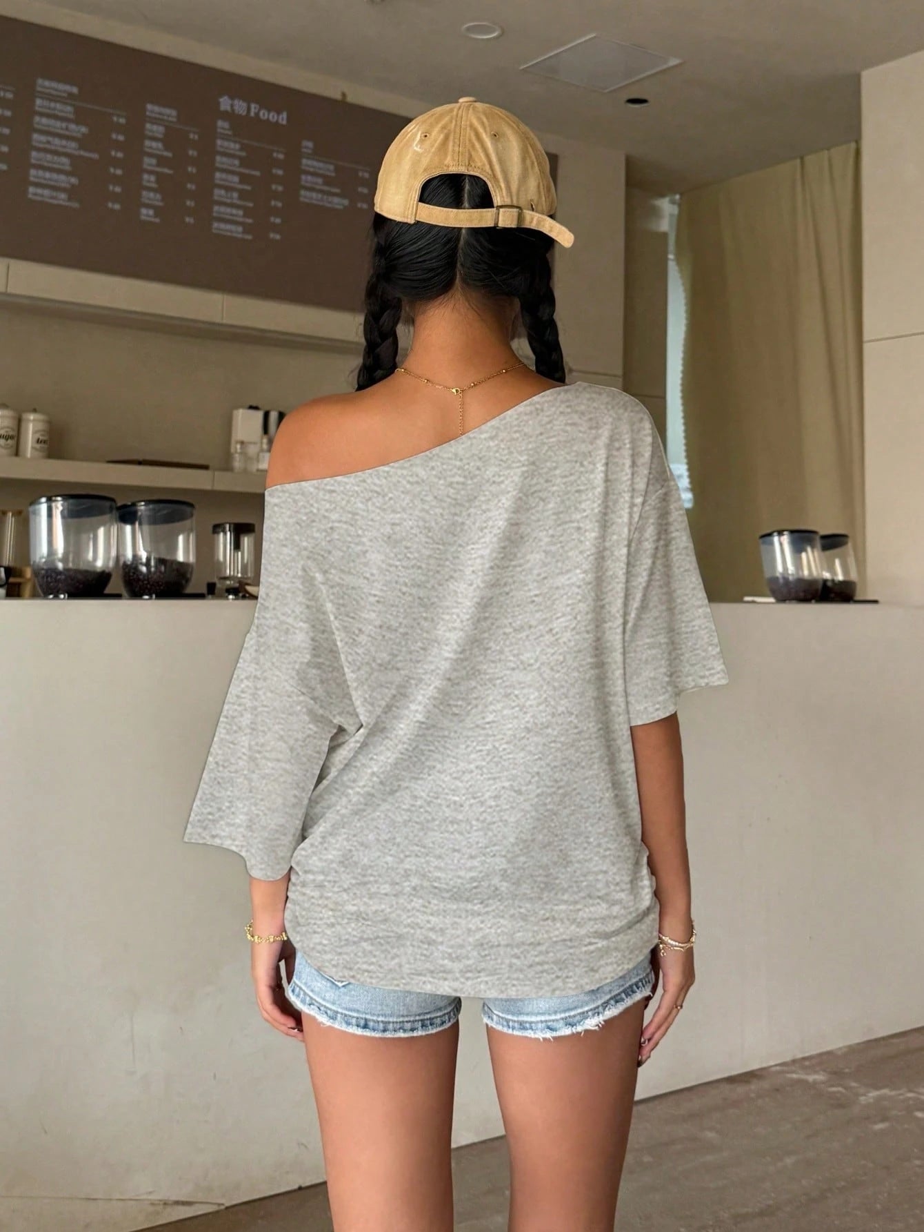 SXV Women's Off-Shoulder Letter & National Flag Print Casual Fashion T-Shirt, Summer