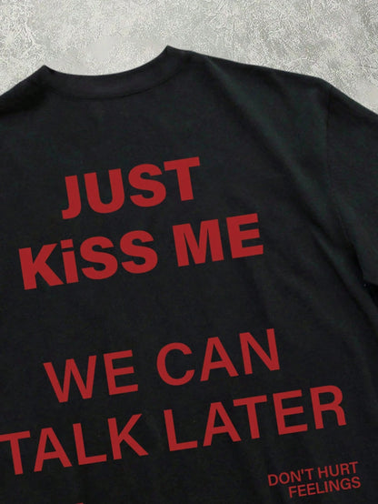 SXV 'Just kiss me’ Printed Cool Aesthetic Oversized Baggy T-shirt