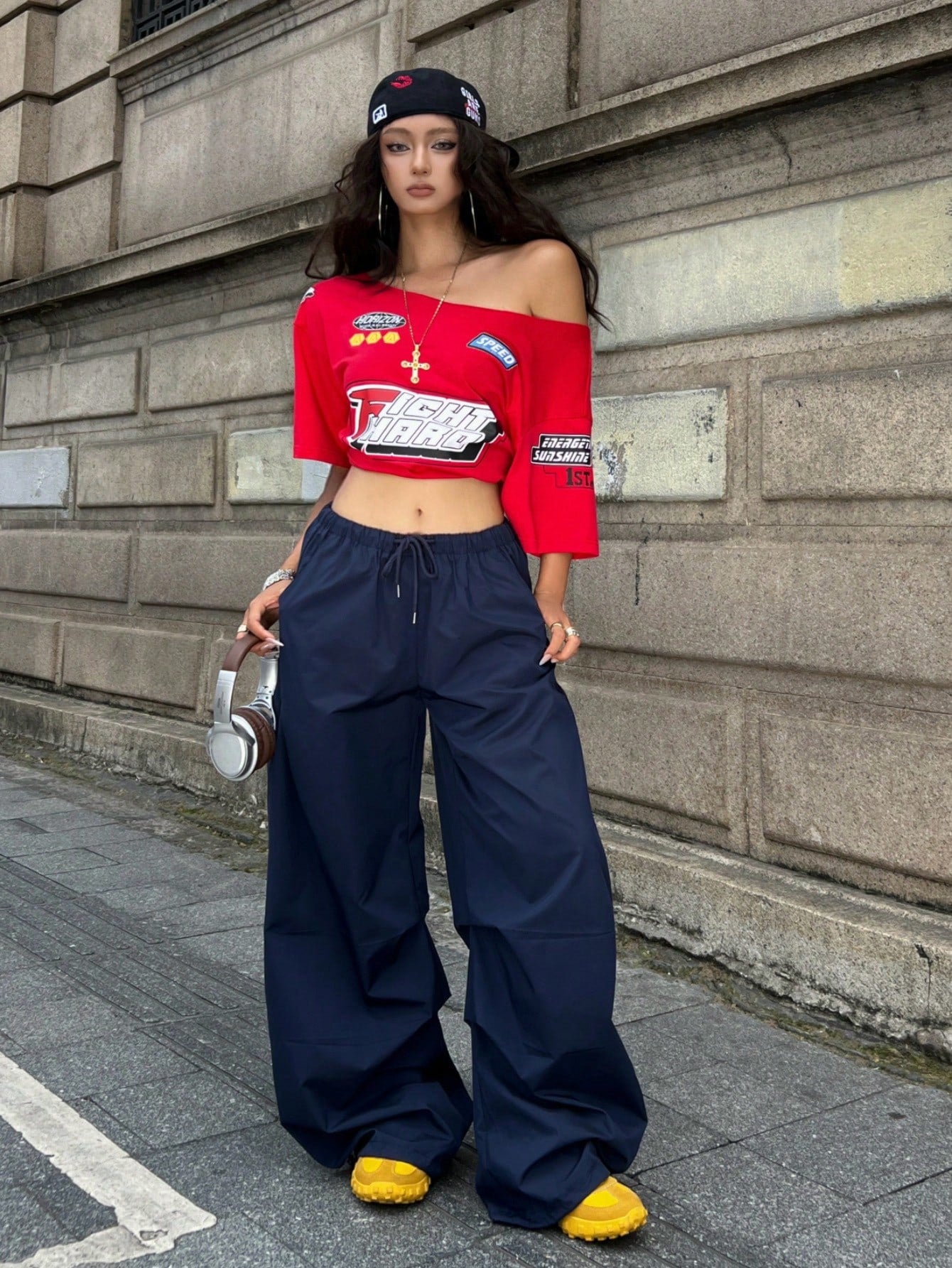 SXV FIGHT HARD Print Oversized Casual Short Sleeve T-Shirt