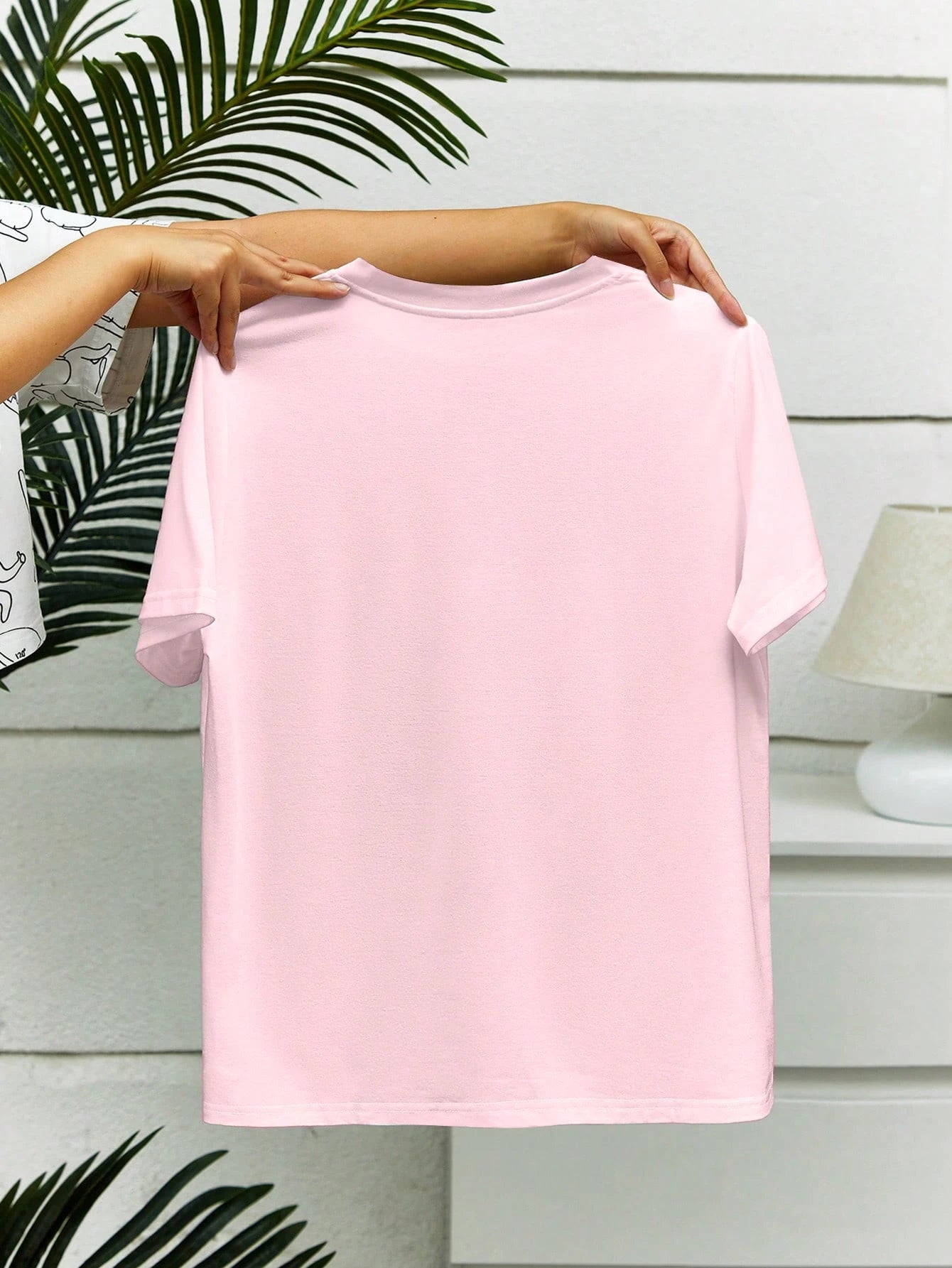 SXV Women's Hip-Hop Style Letter & Dog Print Dropped Shoulder Sleeve T-Shirt