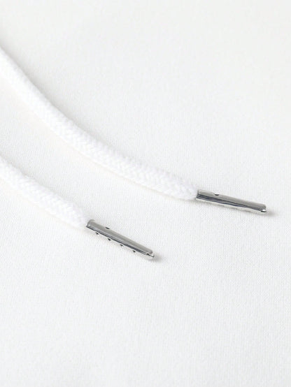 SXV Men's Solid Color Drop Shoulder Long Sleeve Drawstring Pocket Casual Hoodie, Autumn