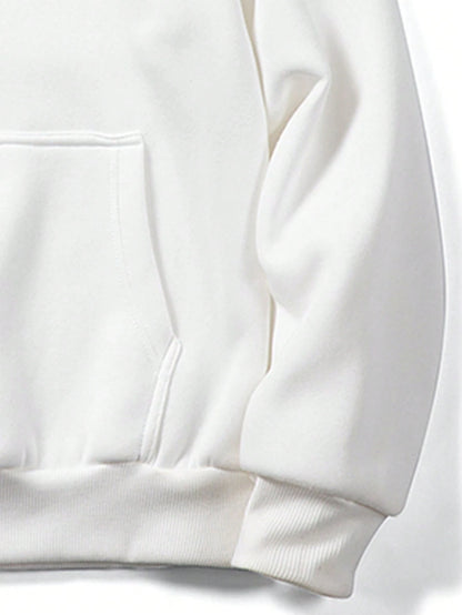 SXV Men's Solid Color Drop Shoulder Long Sleeve Drawstring Pocket Casual Hoodie, Autumn