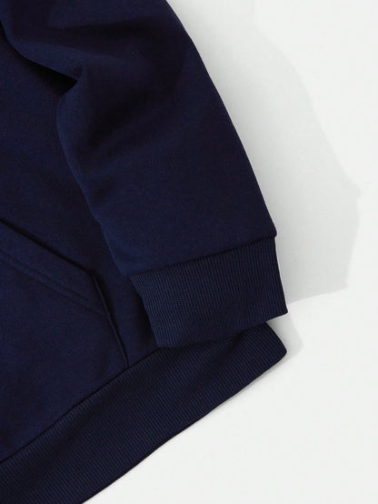 SXV Men's Solid Color Drop Shoulder Long Sleeve Drawstring Pocket Casual Hoodie, Autumn