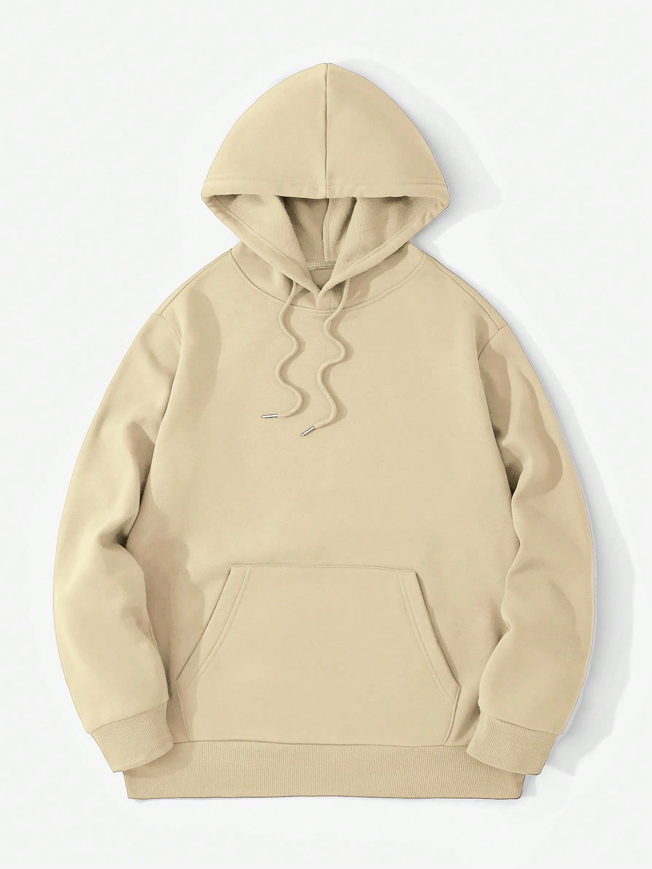 SXV Men's Solid Color Drop Shoulder Long Sleeve Drawstring Pocket Casual Hoodie, Autumn