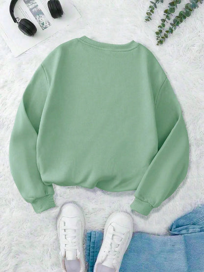 SXV  'flowers’ Printed Cool Aesthetic Drop Shoulder Oversized Baggy Sweatshirt