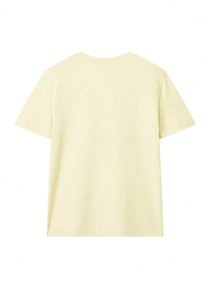 SXV Minimalist Tropical Fruit Print Design Casual Everyday Round Neck Short Sleeve T-Shirt