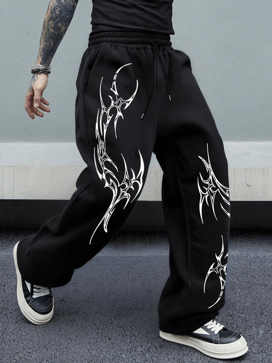 SXV Style Printed Straight-Leg Sweatpants, Loose Fit, Unisex, Streetwear Casual,