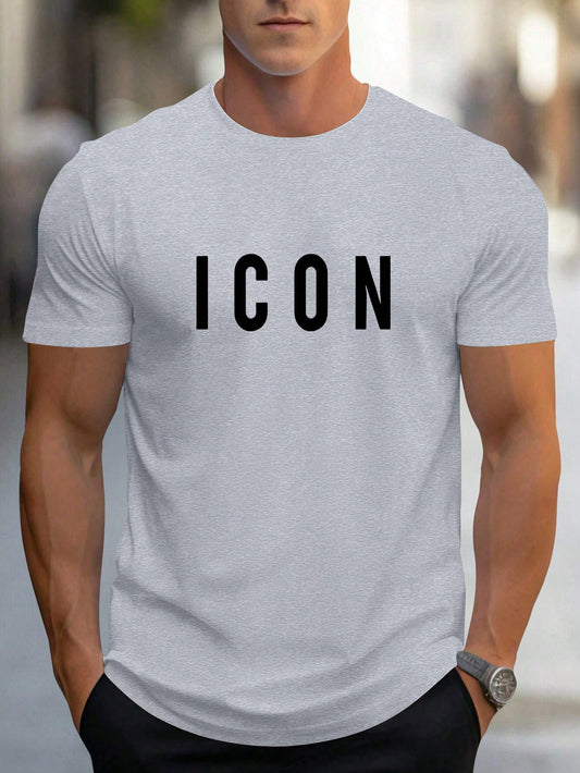 SXV ICON Men's Regular Fit Short Sleeve Letter Print Graphic Tee Shirt